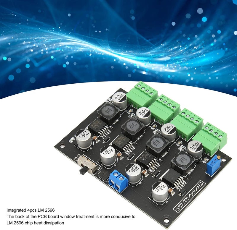 Naroote Multi Channel Power Supply Module 3.3V 5V 12V ADJ Voltage Output Power Module 4 LM 2596 Instrument PCB Board - Image 3